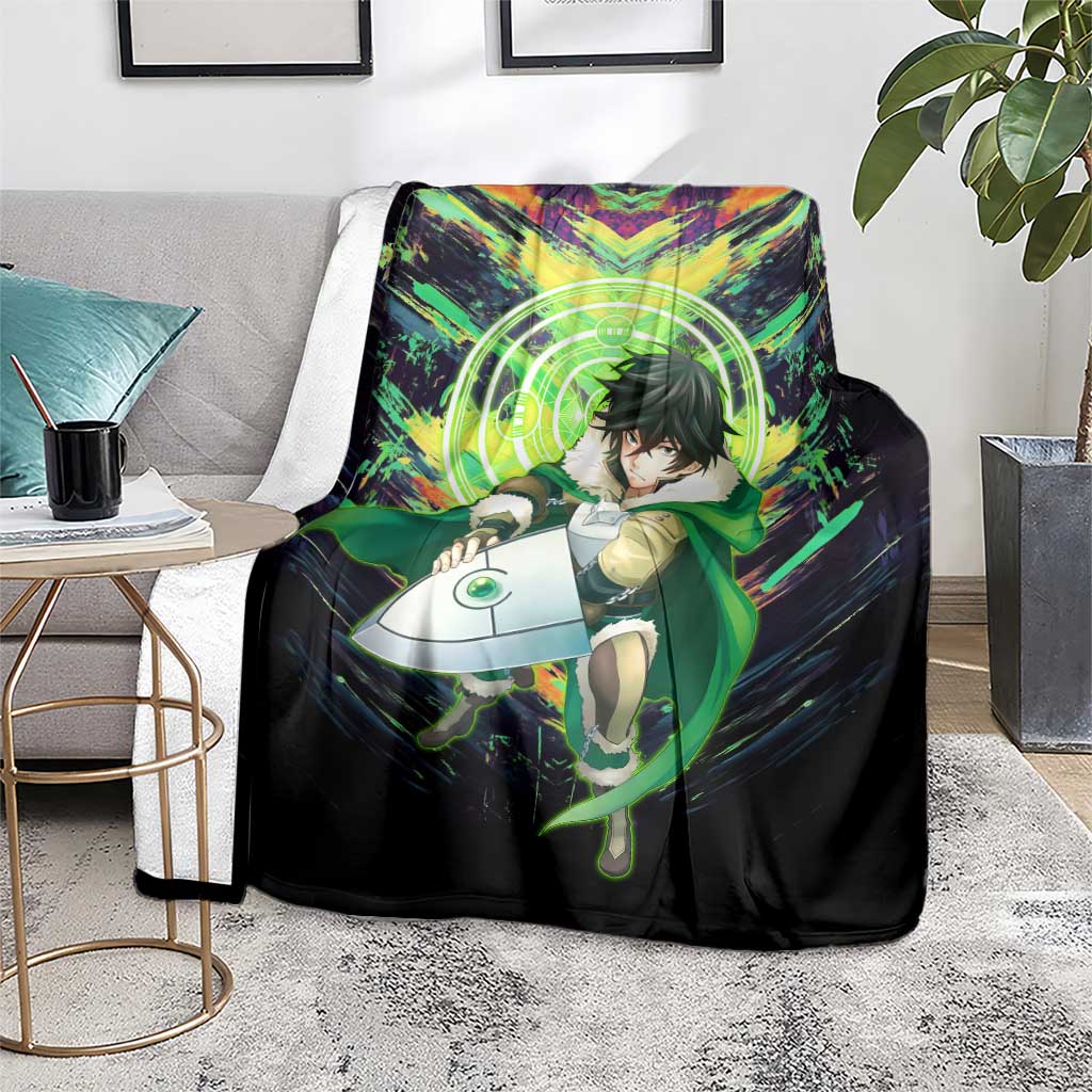 Naofumi The Rising of the Shield Hero Blanket with Dynamic Combat Pose and Energy Circles - The Mazicc