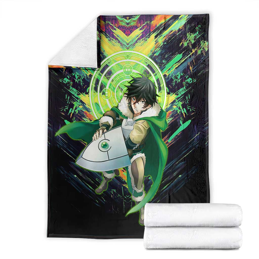 Naofumi The Rising of the Shield Hero Blanket with Dynamic Combat Pose and Energy Circles - The Mazicc