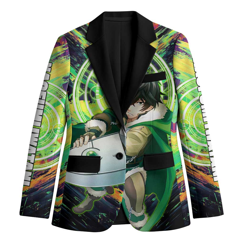 Naofumi The Rising of the Shield Hero Blazer with Dynamic Combat Pose and Energy Circles - The Mazicc