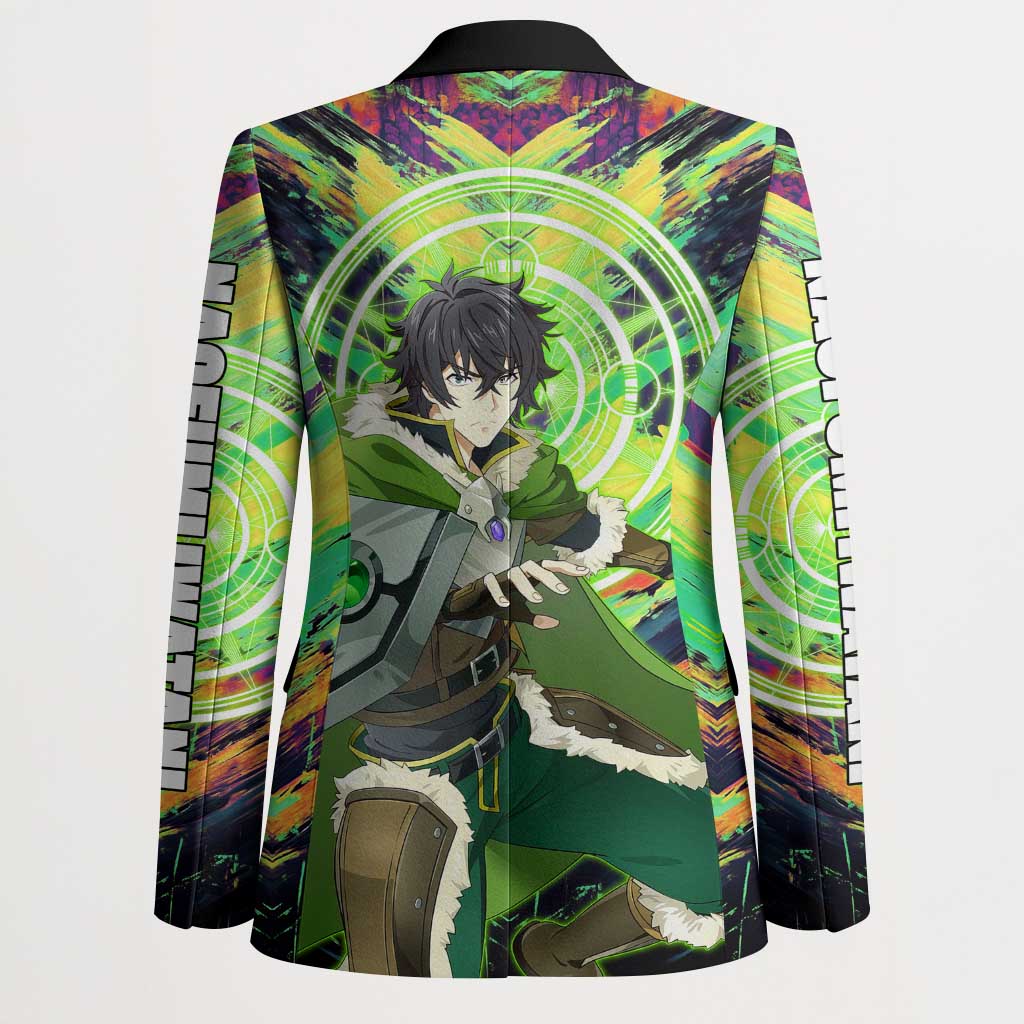 Naofumi The Rising of the Shield Hero Blazer with Dynamic Combat Pose and Energy Circles - The Mazicc