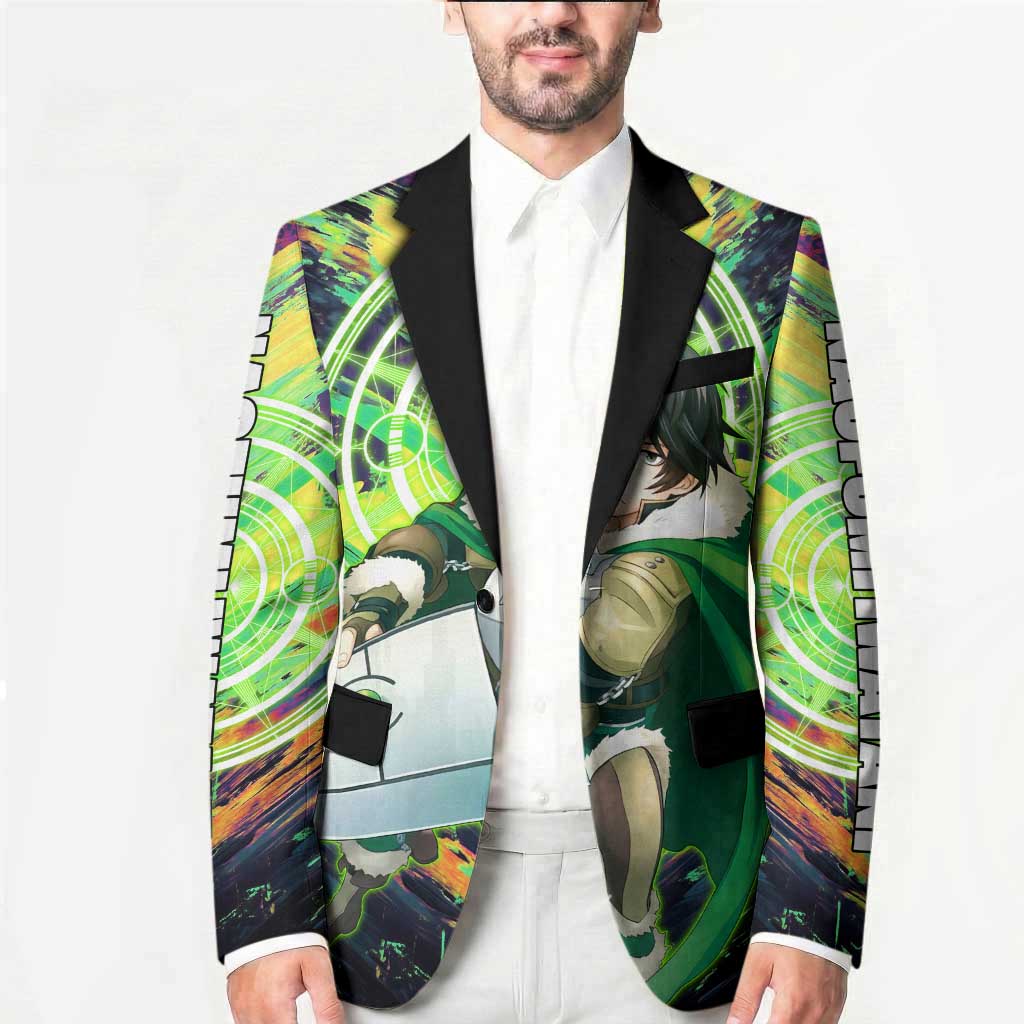 Naofumi The Rising of the Shield Hero Blazer with Dynamic Combat Pose and Energy Circles - The Mazicc