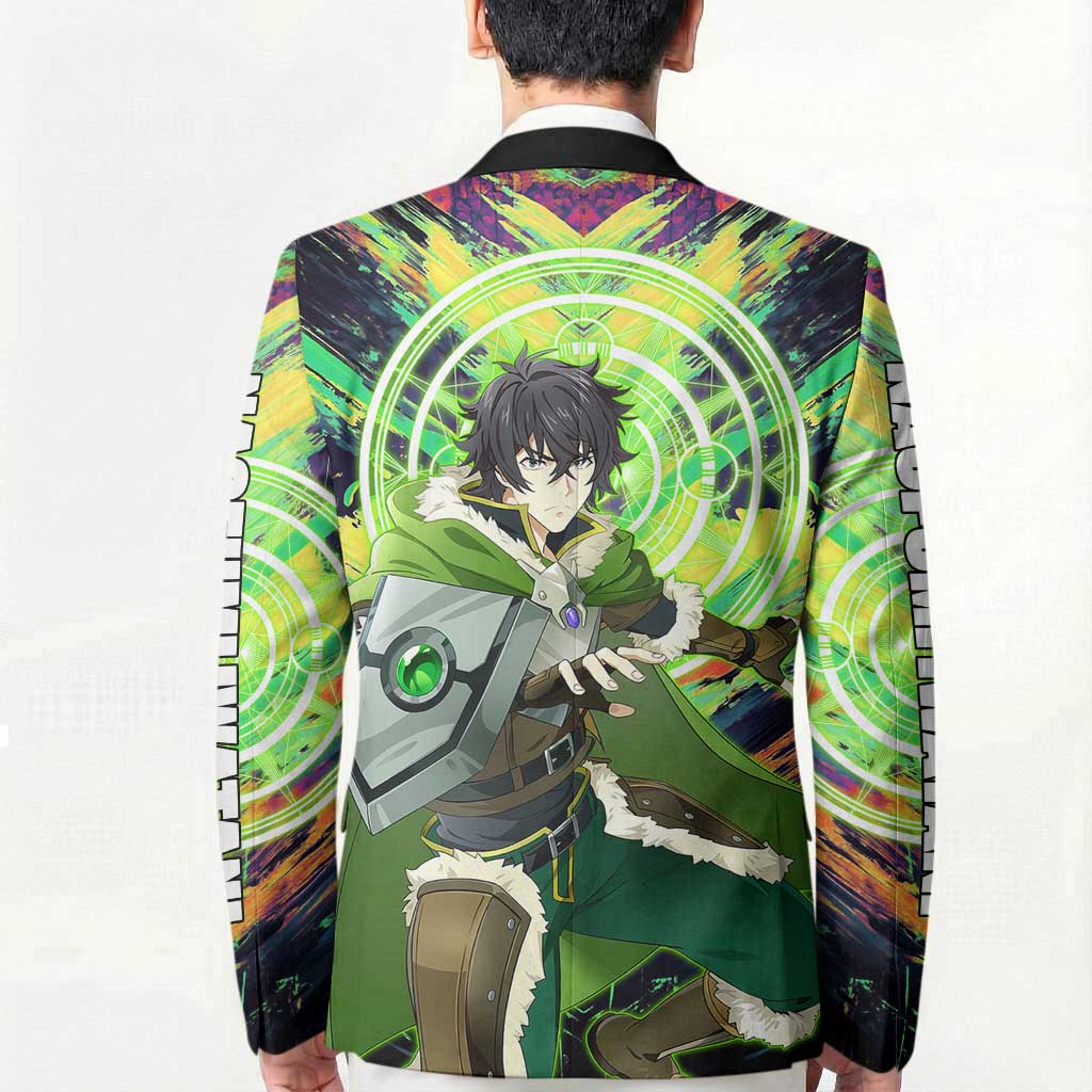 Naofumi The Rising of the Shield Hero Blazer with Dynamic Combat Pose and Energy Circles - The Mazicc