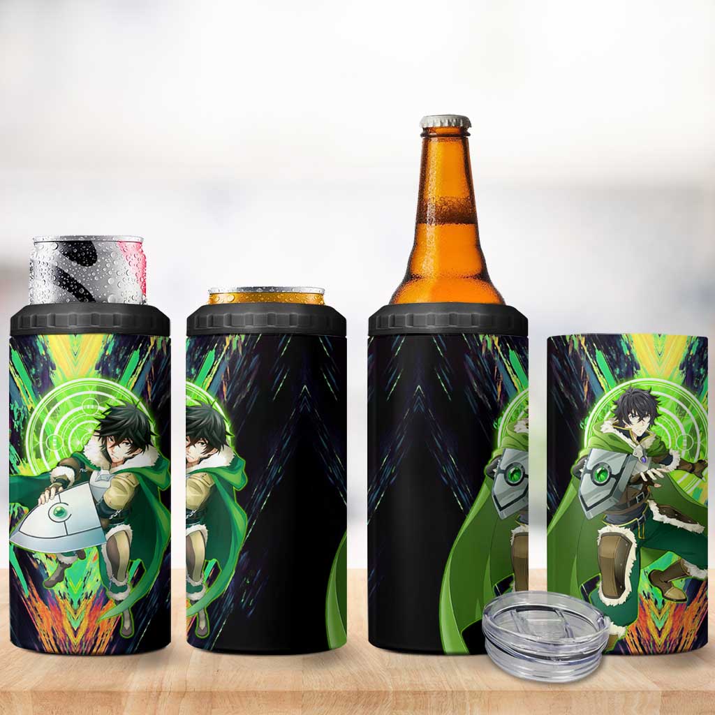 Naofumi The Rising of the Shield Hero 4 in 1 Can Cooler Tumbler with Dynamic Combat Pose and Energy Circles - The Mazicc