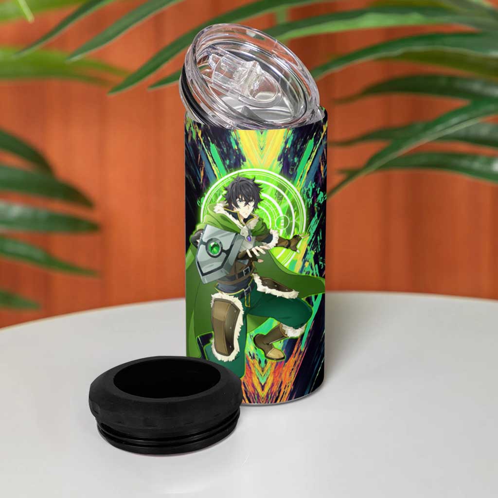 Naofumi The Rising of the Shield Hero 4 in 1 Can Cooler Tumbler with Dynamic Combat Pose and Energy Circles - The Mazicc