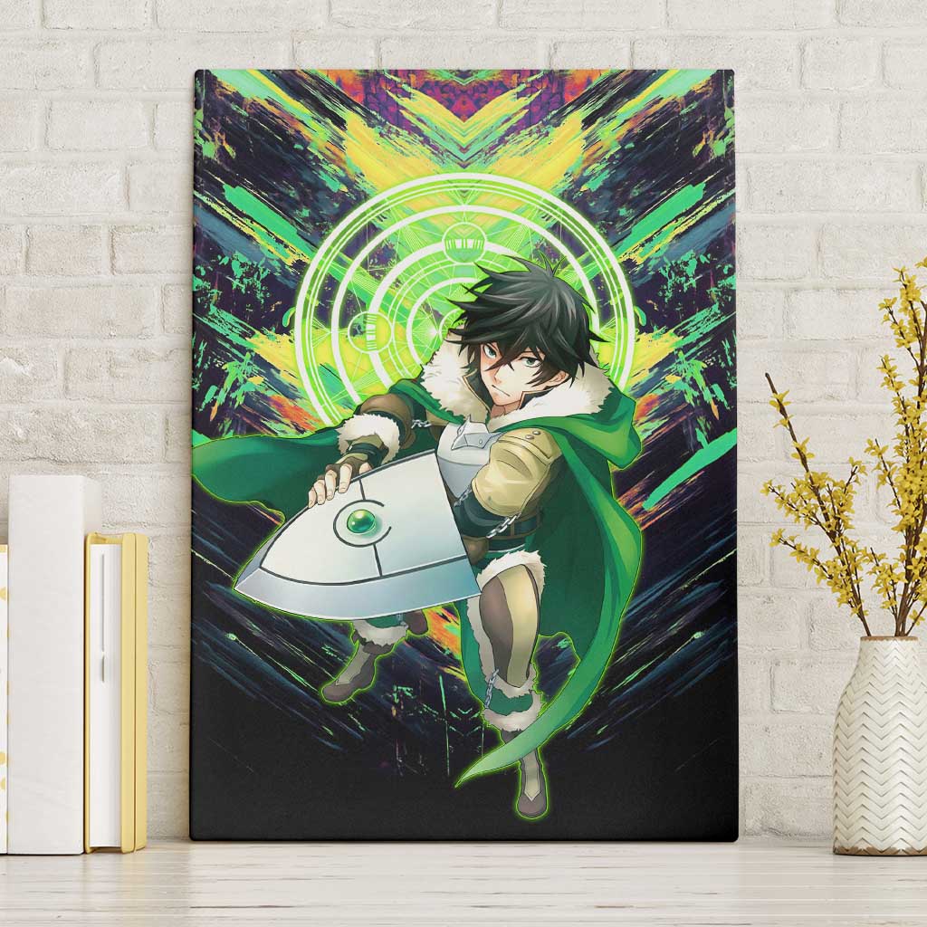 Naofumi The Rising of the Shield Hero Canvas Wall Art with Dynamic Combat Pose and Energy Circles - The Mazicc