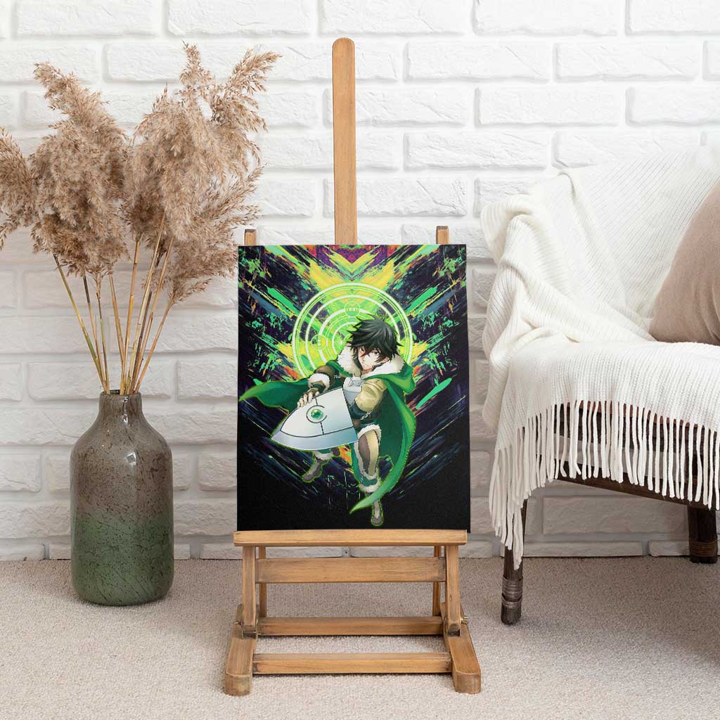 Naofumi The Rising of the Shield Hero Canvas Wall Art with Dynamic Combat Pose and Energy Circles - The Mazicc