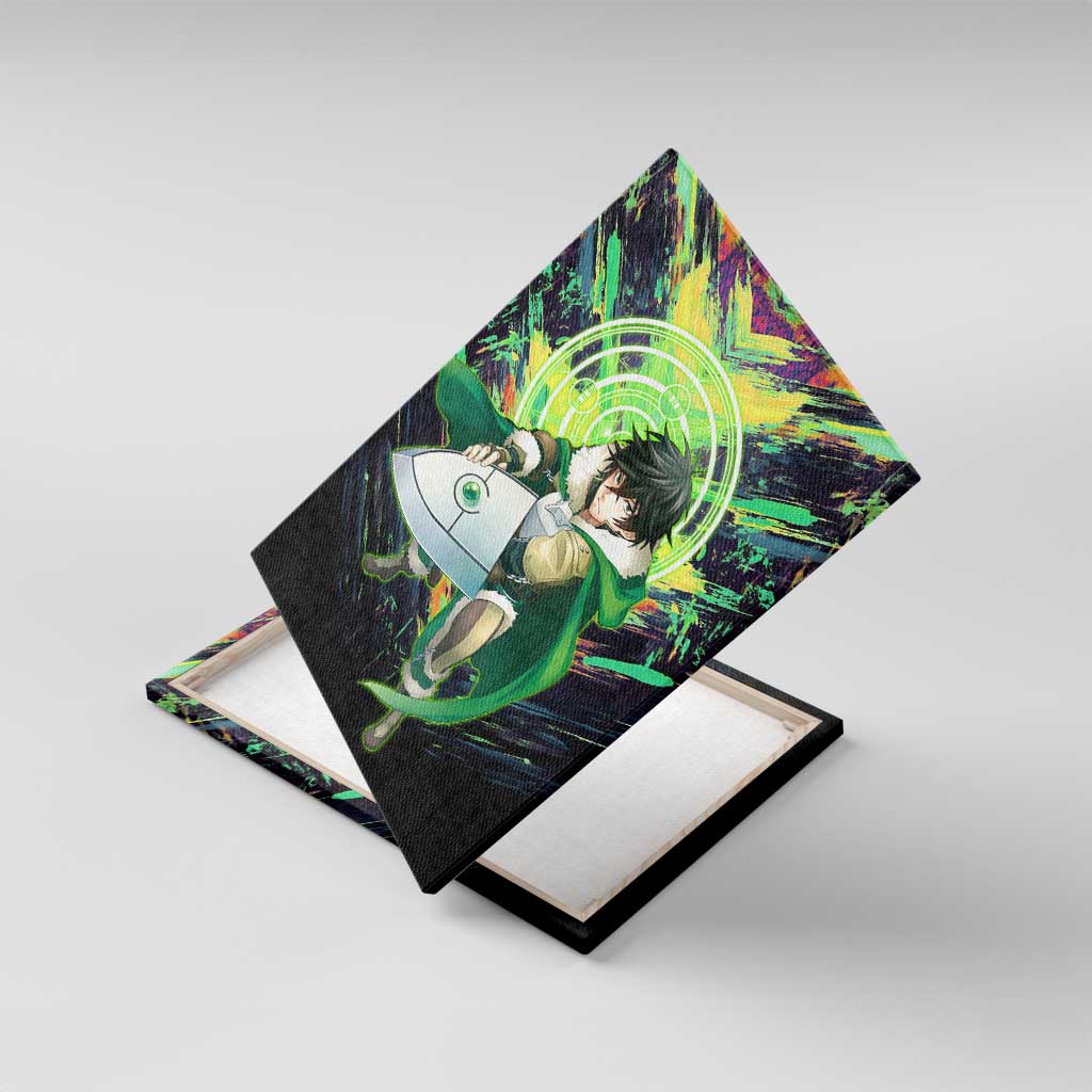 Naofumi The Rising of the Shield Hero Canvas Wall Art with Dynamic Combat Pose and Energy Circles - The Mazicc