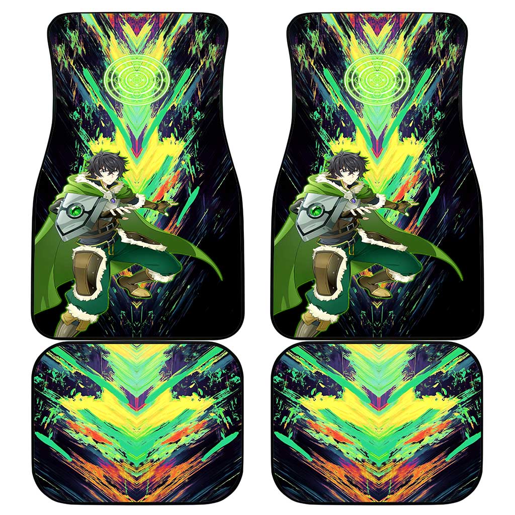 Naofumi The Rising of the Shield Hero Car Mats with Dynamic Combat Pose and Energy Circles - The Mazicc