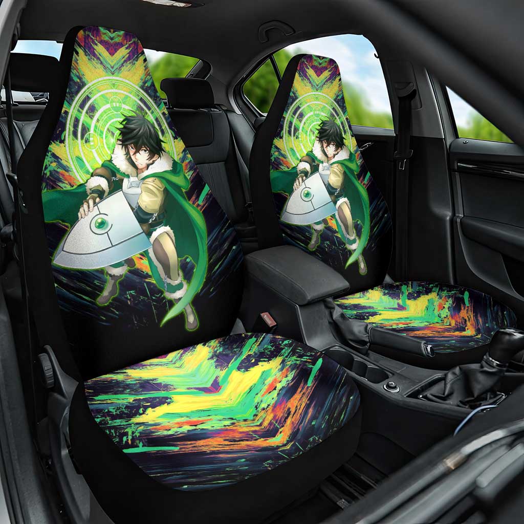 Naofumi The Rising of the Shield Hero Car Seat Cover with Dynamic Combat Pose and Energy Circles - The Mazicc