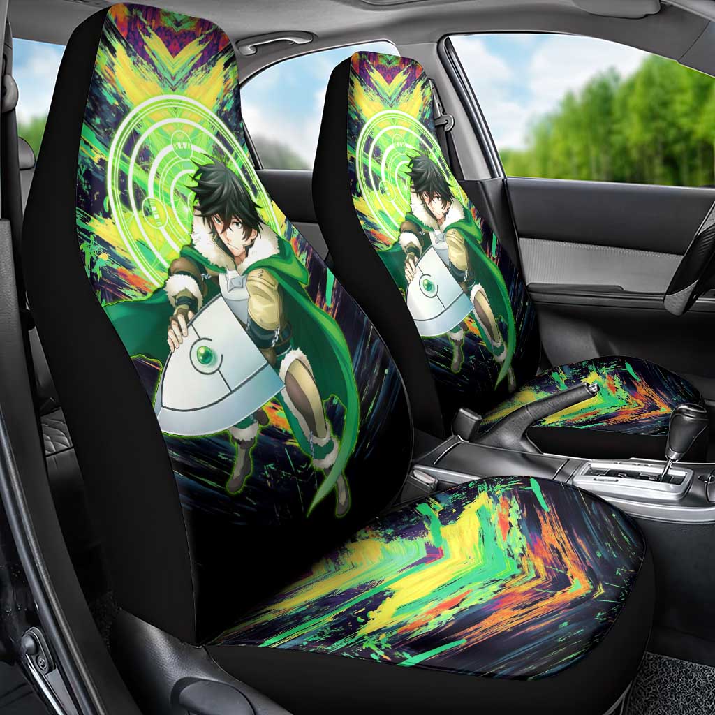 Naofumi The Rising of the Shield Hero Car Seat Cover with Dynamic Combat Pose and Energy Circles - The Mazicc