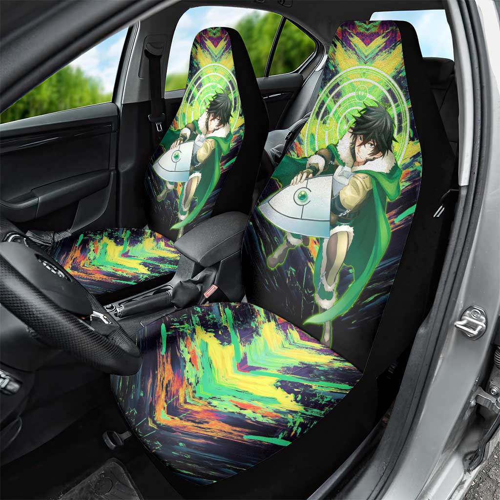 Naofumi The Rising of the Shield Hero Car Seat Cover with Dynamic Combat Pose and Energy Circles - The Mazicc