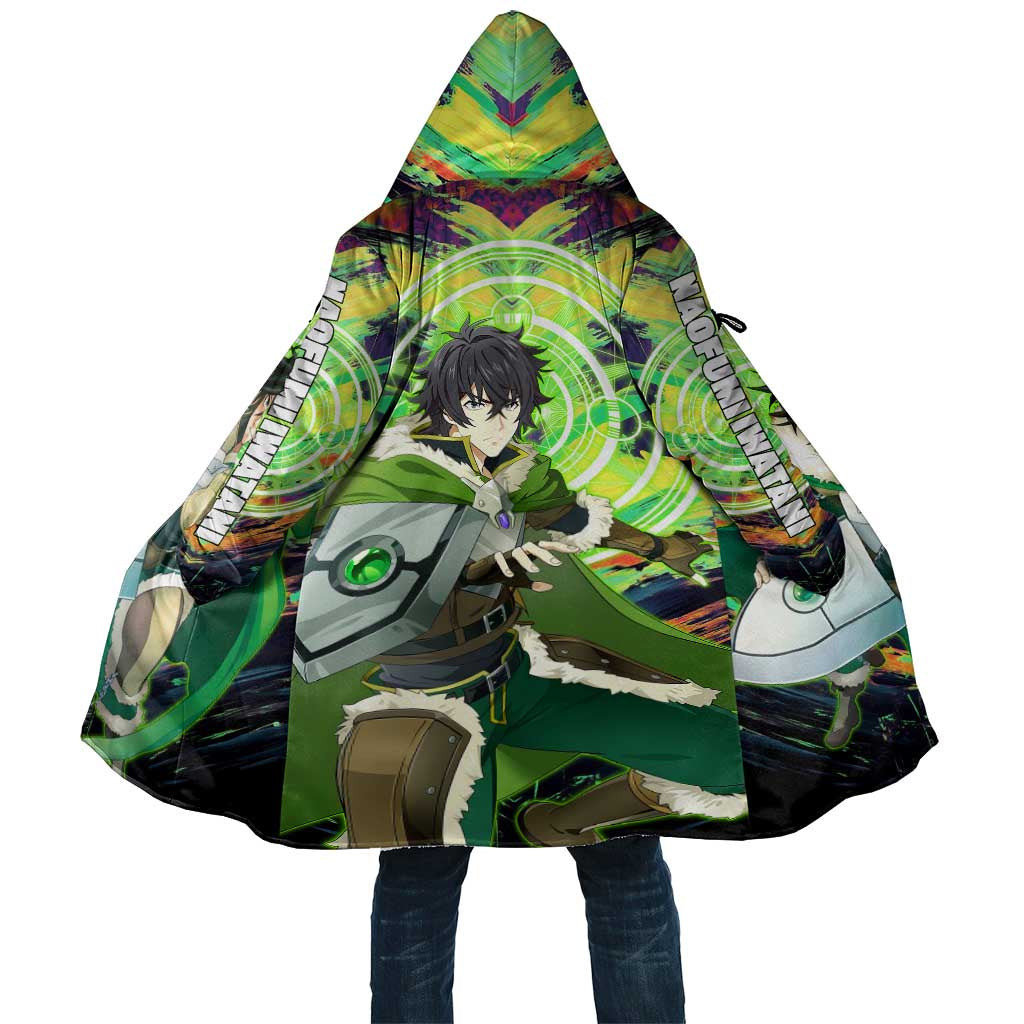 Naofumi The Rising of the Shield Hero Cloak with Dynamic Combat Pose and Energy Circles - The Mazicc