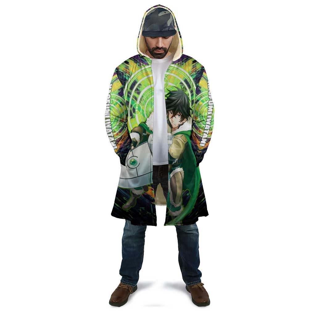 Naofumi The Rising of the Shield Hero Cloak with Dynamic Combat Pose and Energy Circles - The Mazicc