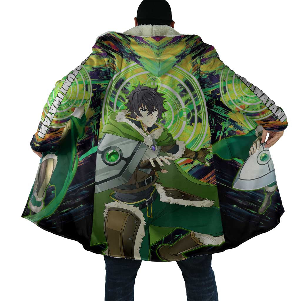 Naofumi The Rising of the Shield Hero Cloak with Dynamic Combat Pose and Energy Circles - The Mazicc