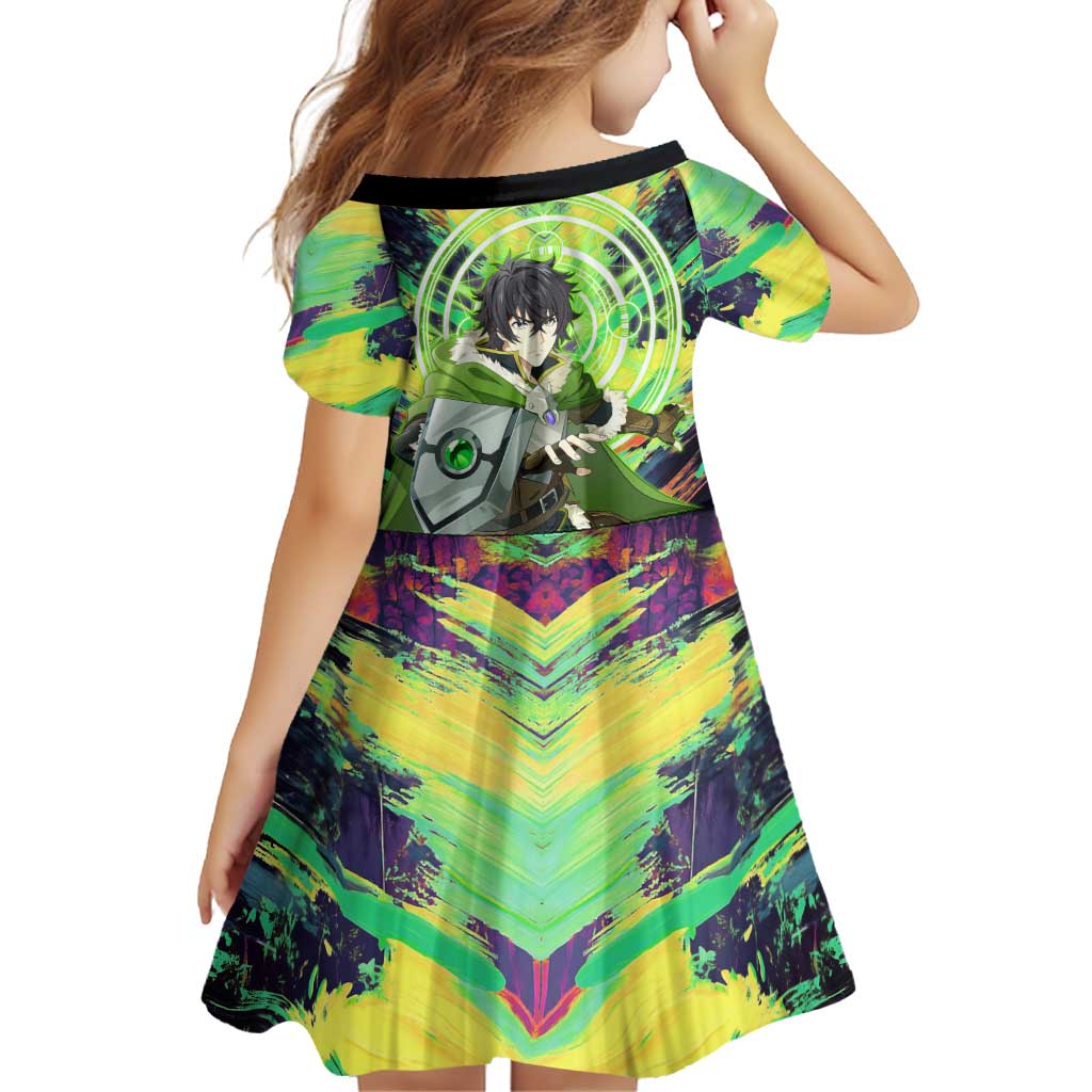 Naofumi The Rising of the Shield Hero Family Matching Off Shoulder Maxi Dress and Hawaiian Shirt with Dynamic Combat Pose and Energy Circles