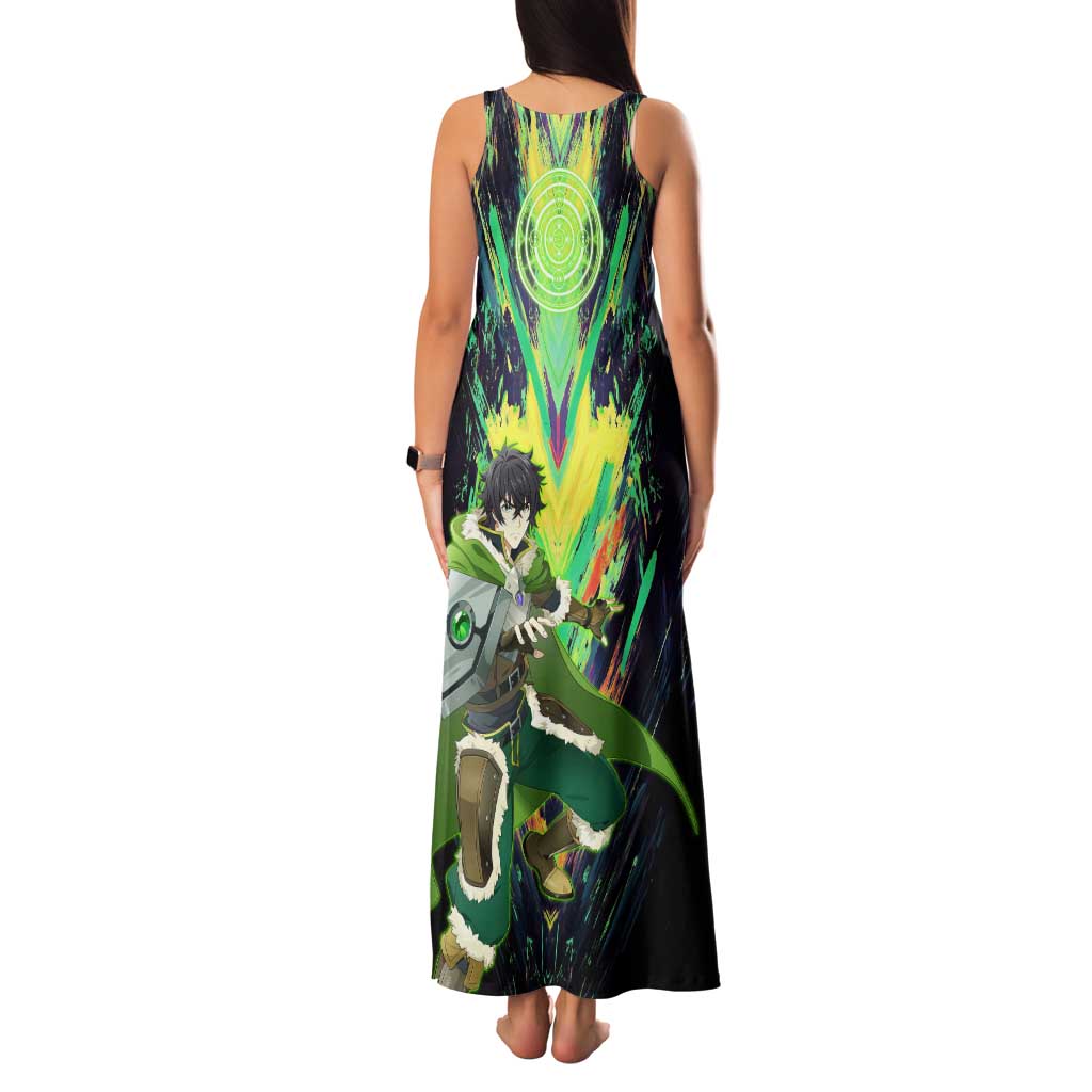 Naofumi The Rising of the Shield Hero Family Matching Tank Maxi Dress and Hawaiian Shirt with Dynamic Combat Pose and Energy Circles