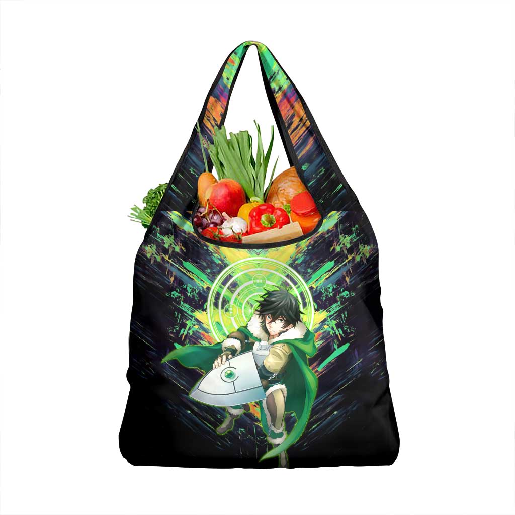 Naofumi The Rising of the Shield Hero Grocery Bag with Dynamic Combat Pose and Energy Circles - The Mazicc