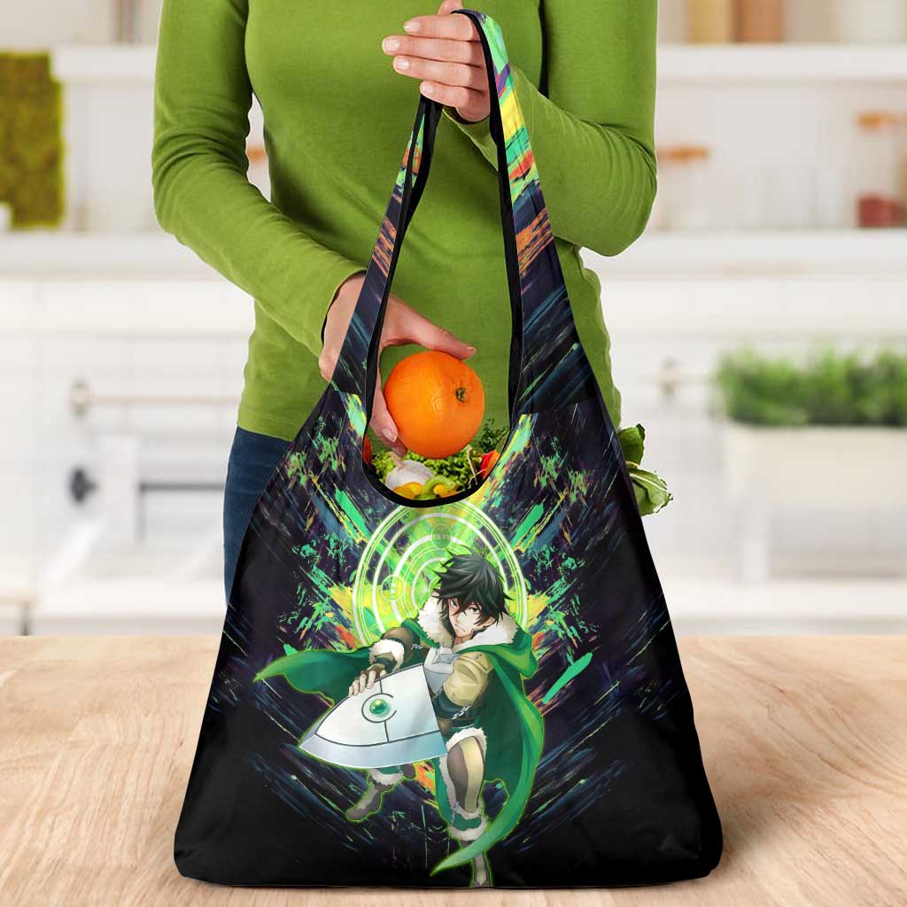 Naofumi The Rising of the Shield Hero Grocery Bag with Dynamic Combat Pose and Energy Circles - The Mazicc