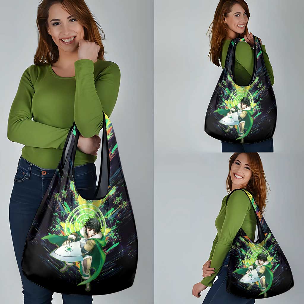 Naofumi The Rising of the Shield Hero Grocery Bag with Dynamic Combat Pose and Energy Circles - The Mazicc