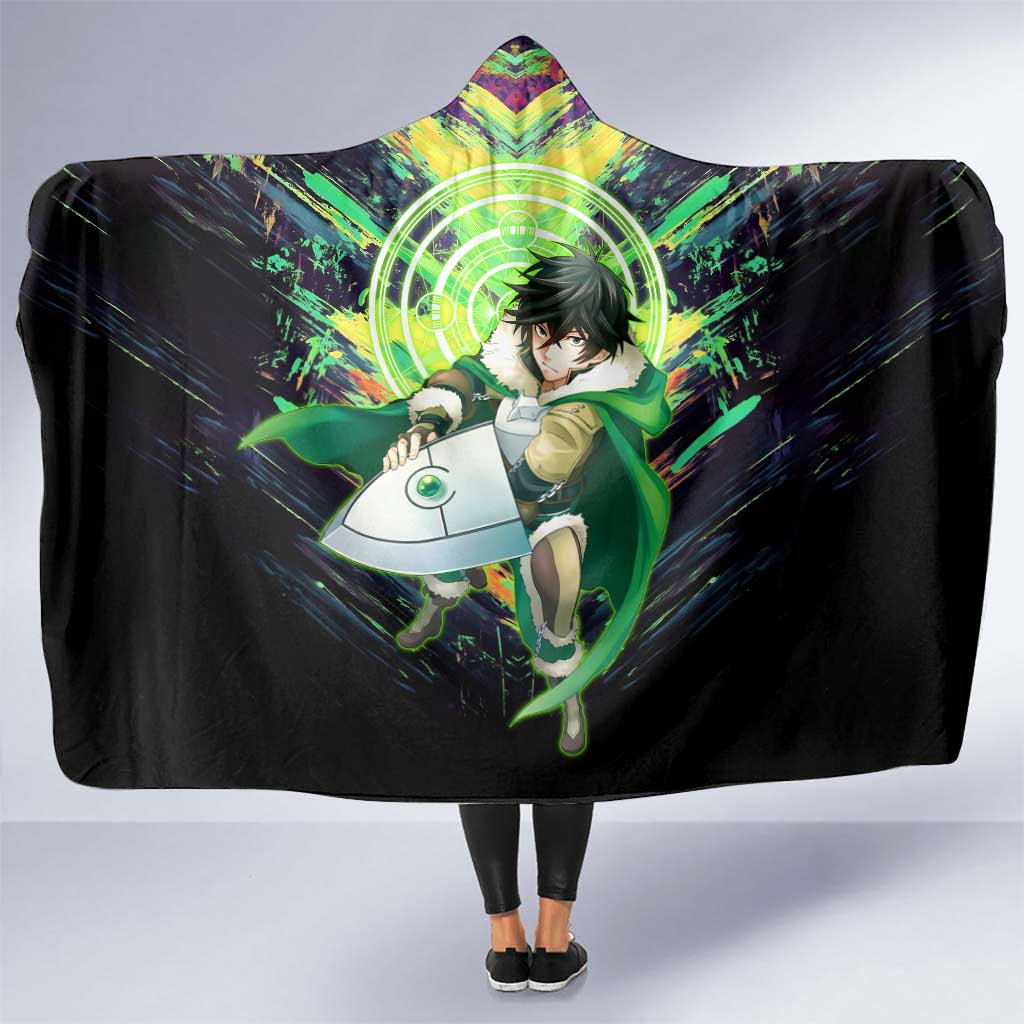 Naofumi The Rising of the Shield Hero Hooded Blanket with Dynamic Combat Pose and Energy Circles - The Mazicc