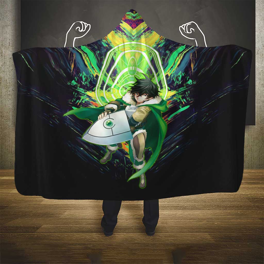 Naofumi The Rising of the Shield Hero Hooded Blanket with Dynamic Combat Pose and Energy Circles - The Mazicc