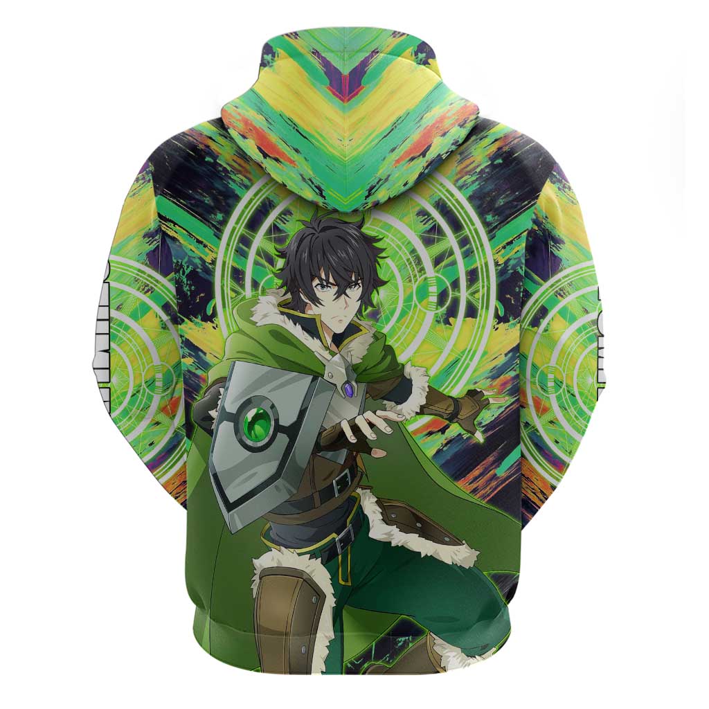 Naofumi The Rising of the Shield Hero Hoodie with Dynamic Combat Pose and Energy Circles - The Mazicc