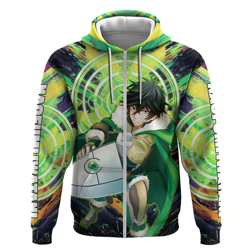 Naofumi The Rising of the Shield Hero Hoodie with Dynamic Combat Pose and Energy Circles - The Mazicc