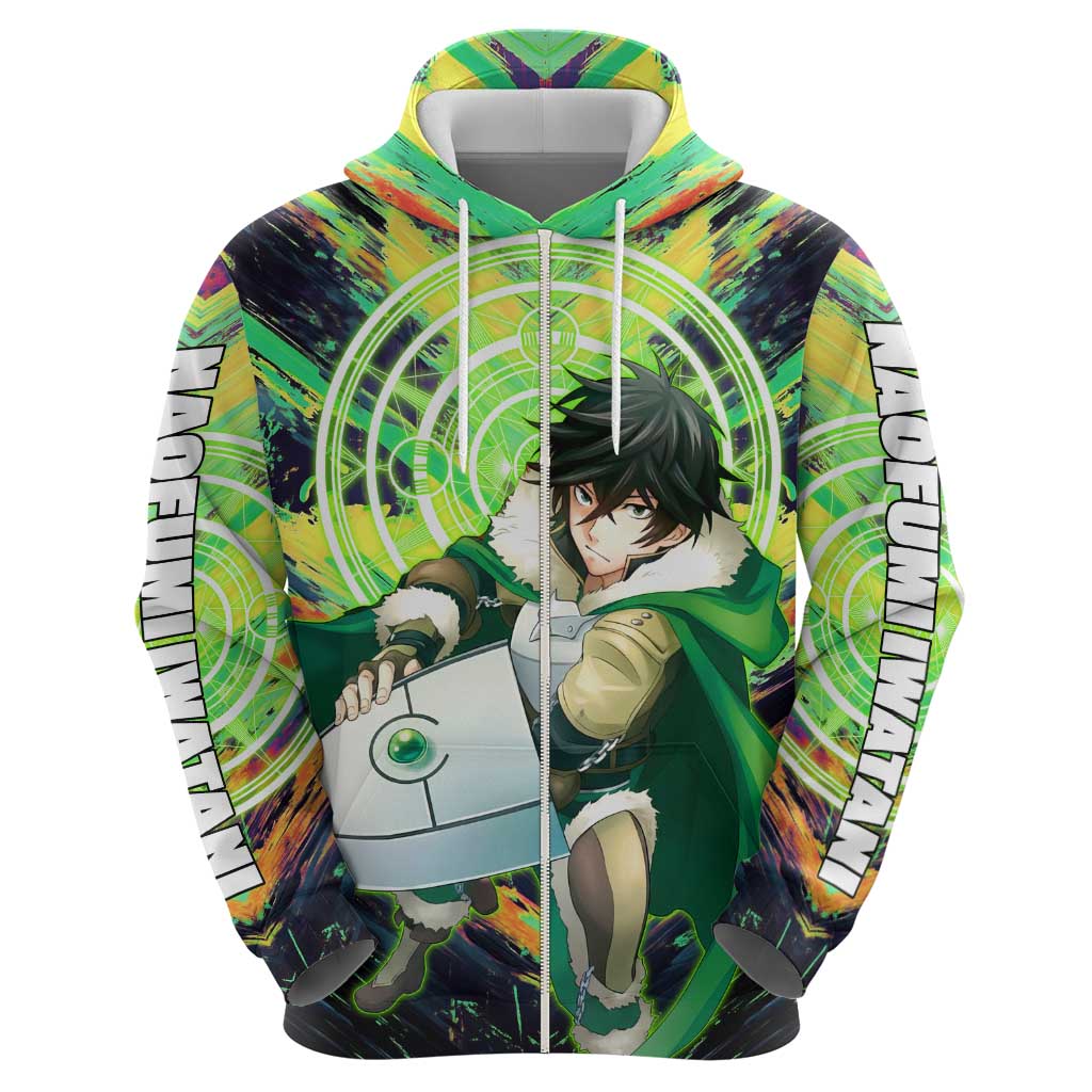 Naofumi The Rising of the Shield Hero Hoodie with Dynamic Combat Pose and Energy Circles - The Mazicc