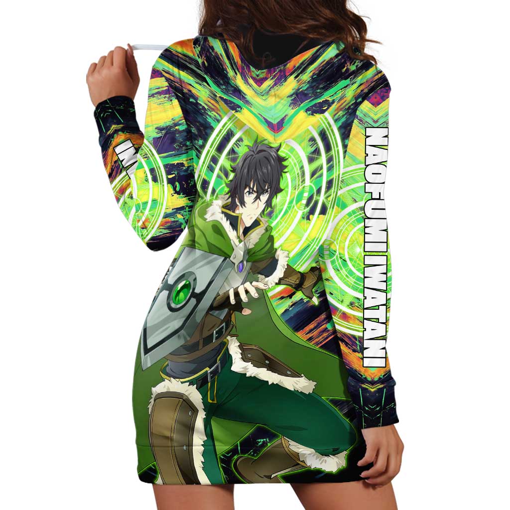 Naofumi The Rising of the Shield Hero Hoodie Dress with Dynamic Combat Pose and Energy Circles - The Mazicc