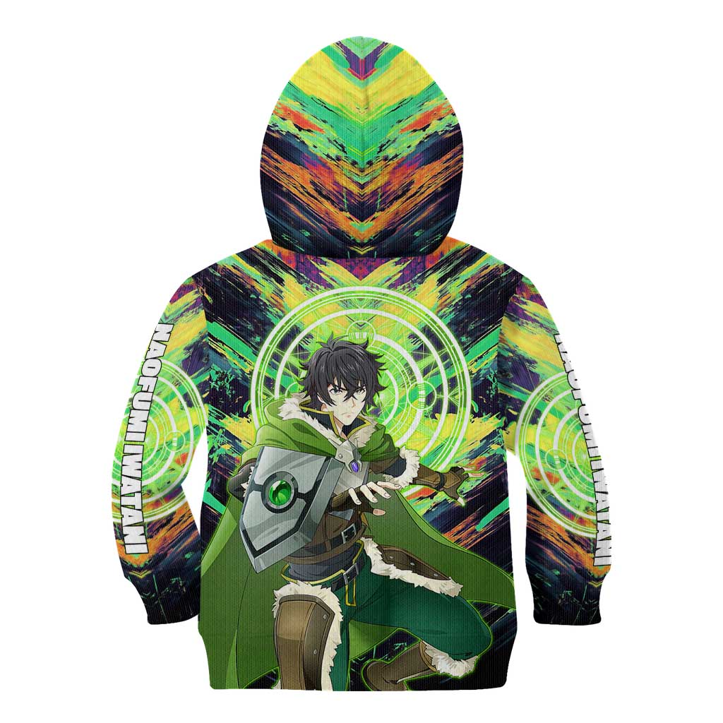 Naofumi The Rising of the Shield Hero Kid Hoodie with Dynamic Combat Pose and Energy Circles - The Mazicc