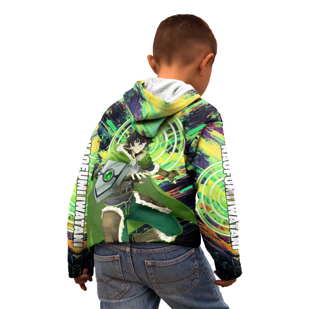 Naofumi The Rising of the Shield Hero Kid Hoodie with Dynamic Combat Pose and Energy Circles - The Mazicc