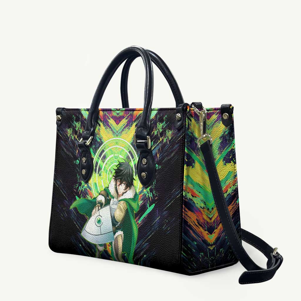Naofumi The Rising of the Shield Hero Leather Bag with Dynamic Combat Pose and Energy Circles - The Mazicc