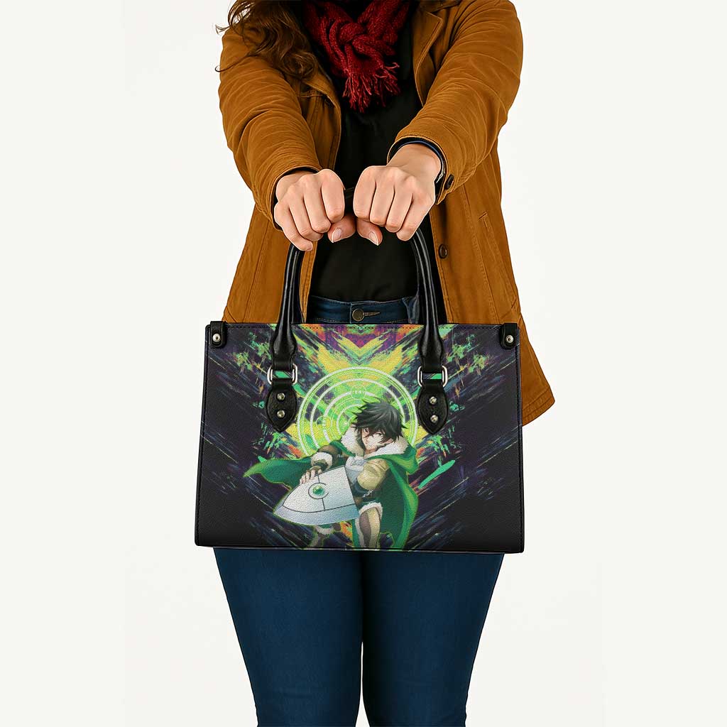 Naofumi The Rising of the Shield Hero Leather Bag with Dynamic Combat Pose and Energy Circles - The Mazicc