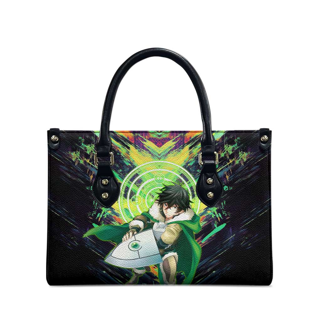 Naofumi The Rising of the Shield Hero Leather Bag with Dynamic Combat Pose and Energy Circles - The Mazicc