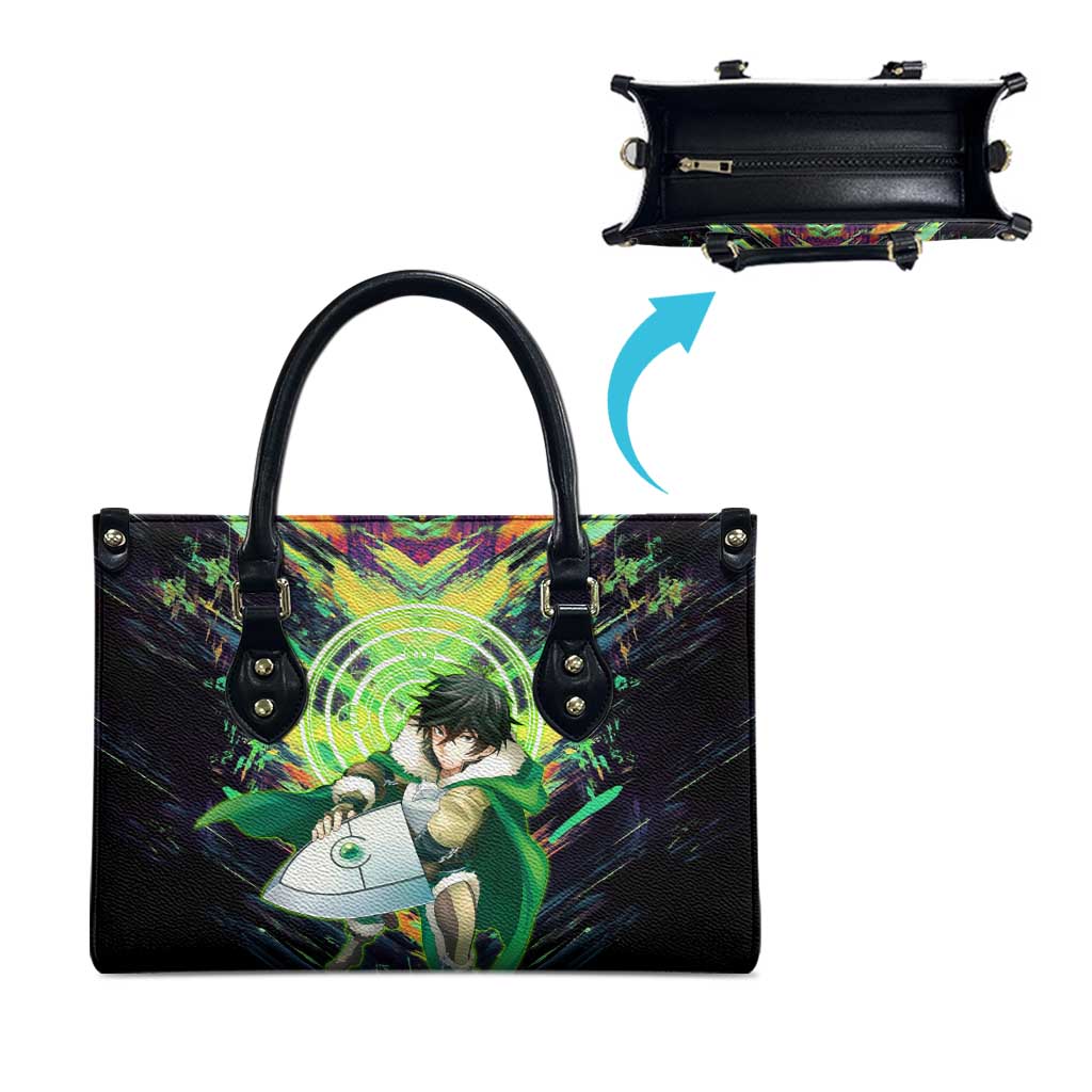 Naofumi The Rising of the Shield Hero Leather Bag with Dynamic Combat Pose and Energy Circles - The Mazicc