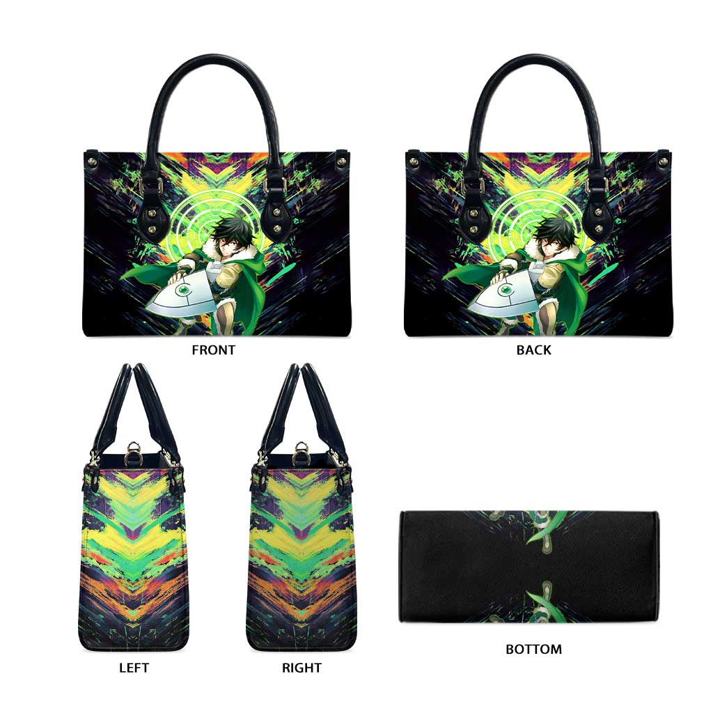 Naofumi The Rising of the Shield Hero Leather Bag with Dynamic Combat Pose and Energy Circles - The Mazicc
