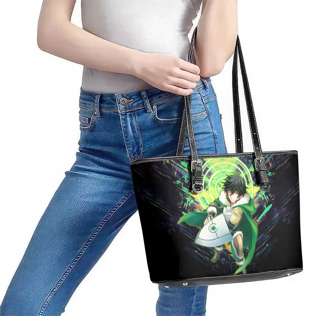 Naofumi The Rising of the Shield Hero Leather Tote Bag with Dynamic Combat Pose and Energy Circles - The Mazicc