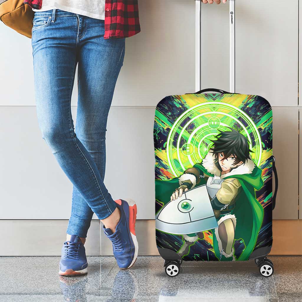 Naofumi The Rising of the Shield Hero Luggage Cover with Dynamic Combat Pose and Energy Circles - The Mazicc