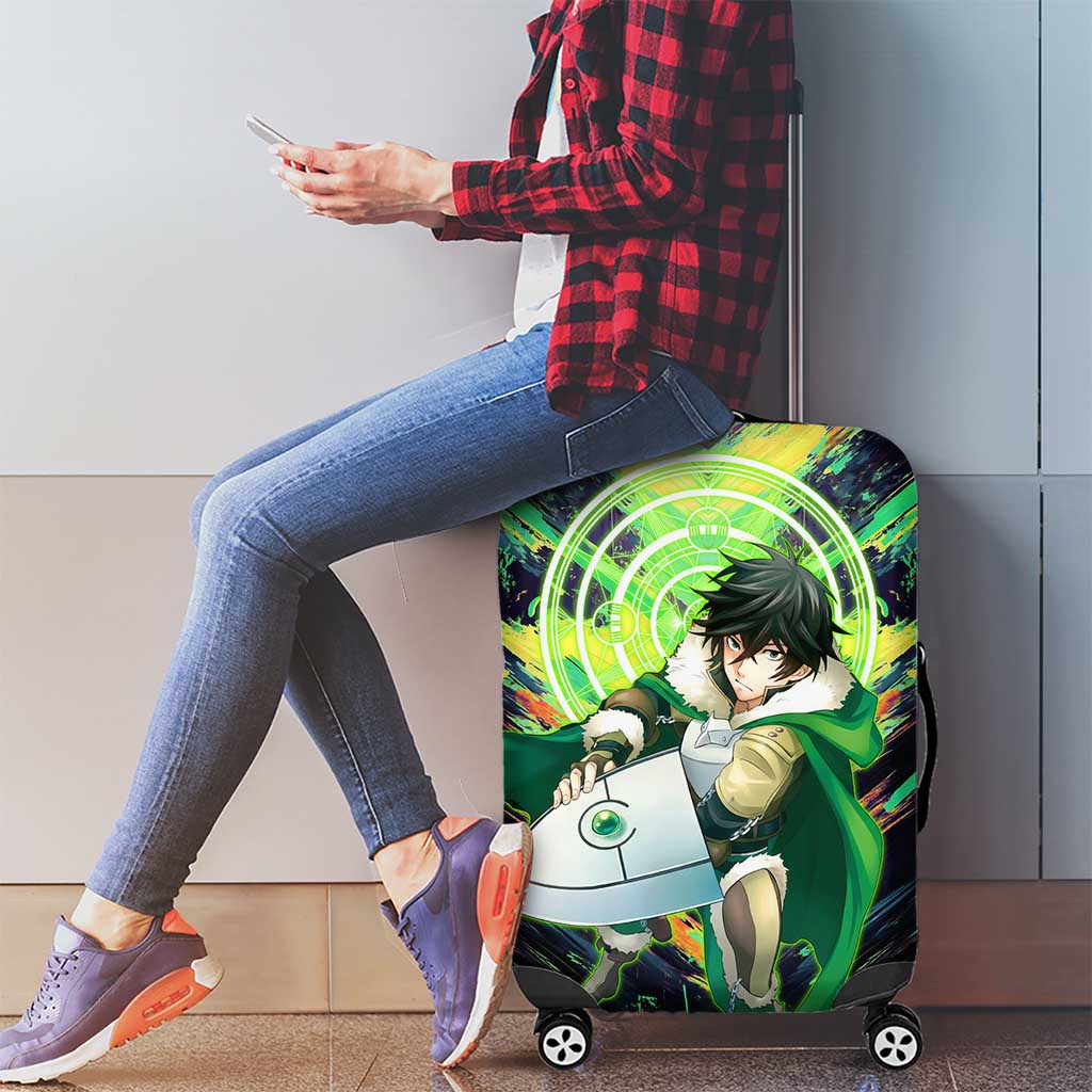 Naofumi The Rising of the Shield Hero Luggage Cover with Dynamic Combat Pose and Energy Circles - The Mazicc