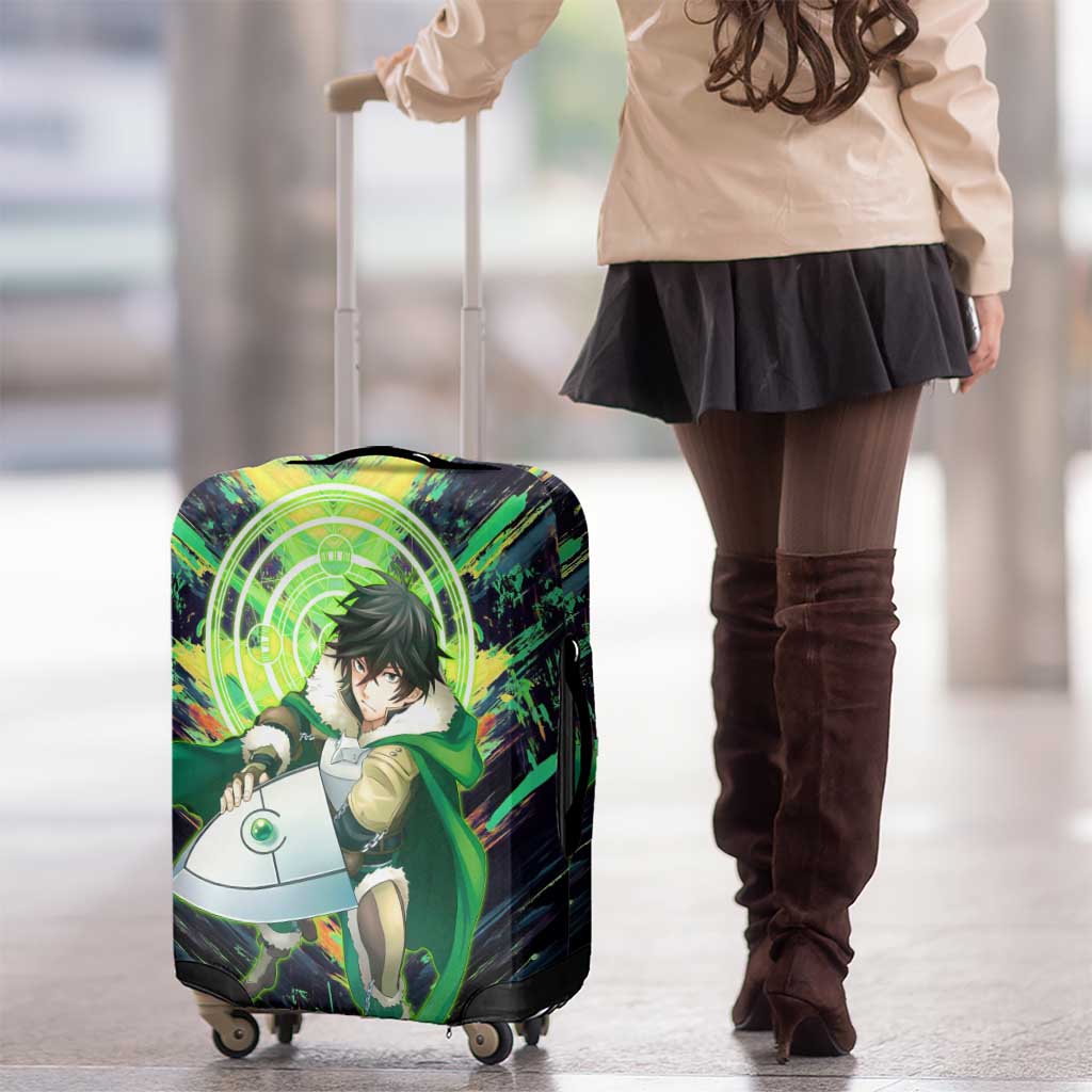 Naofumi The Rising of the Shield Hero Luggage Cover with Dynamic Combat Pose and Energy Circles - The Mazicc