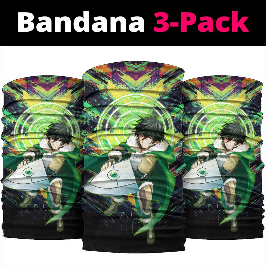 Naofumi The Rising of the Shield Hero Neck Gaiter with Dynamic Combat Pose and Energy Circles - The Mazicc