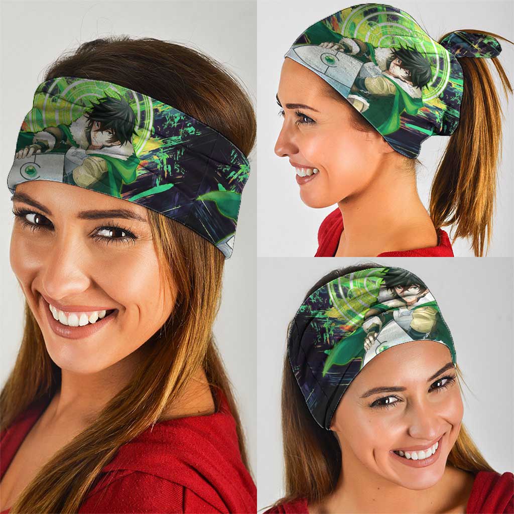 Naofumi The Rising of the Shield Hero Neck Gaiter with Dynamic Combat Pose and Energy Circles - The Mazicc