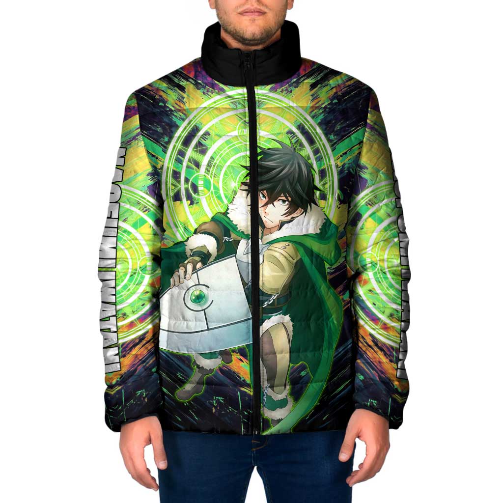 Naofumi The Rising of the Shield Hero Padded Jacket with Dynamic Combat Pose and Energy Circles - The Mazicc