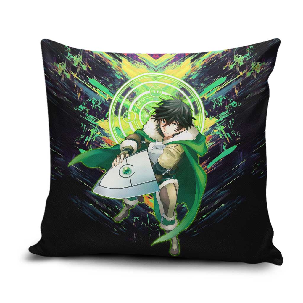 Naofumi The Rising of the Shield Hero Pillow Cover with Dynamic Combat Pose and Energy Circles - The Mazicc