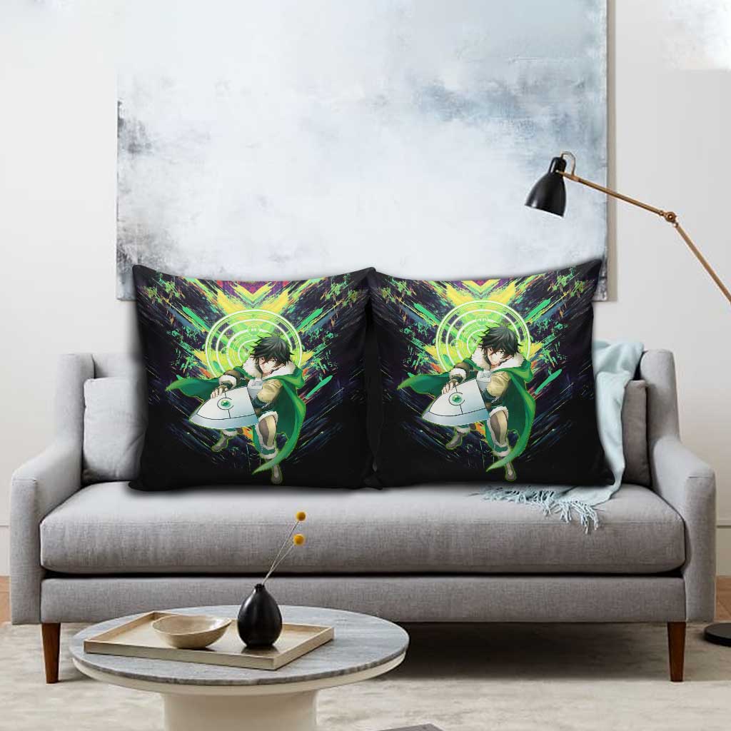 Naofumi The Rising of the Shield Hero Pillow Cover with Dynamic Combat Pose and Energy Circles - The Mazicc