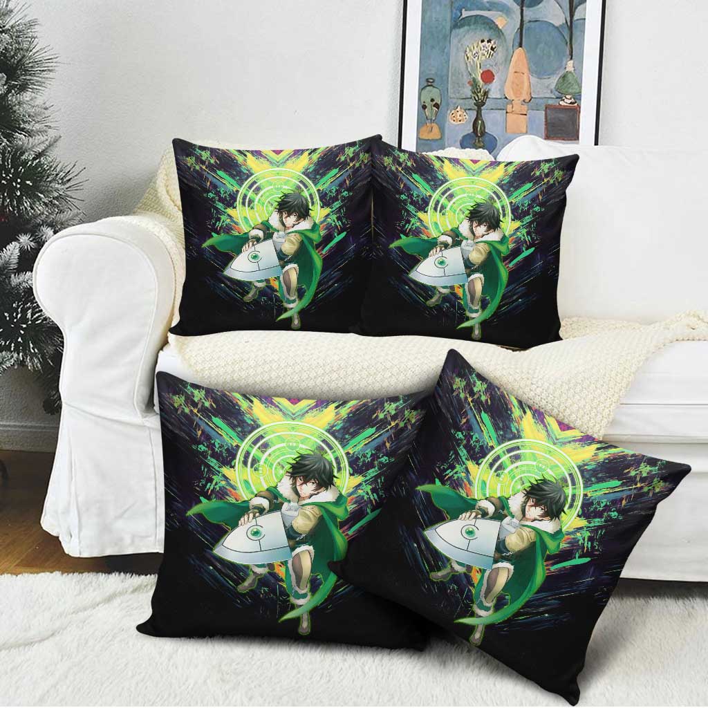 Naofumi The Rising of the Shield Hero Pillow Cover with Dynamic Combat Pose and Energy Circles - The Mazicc
