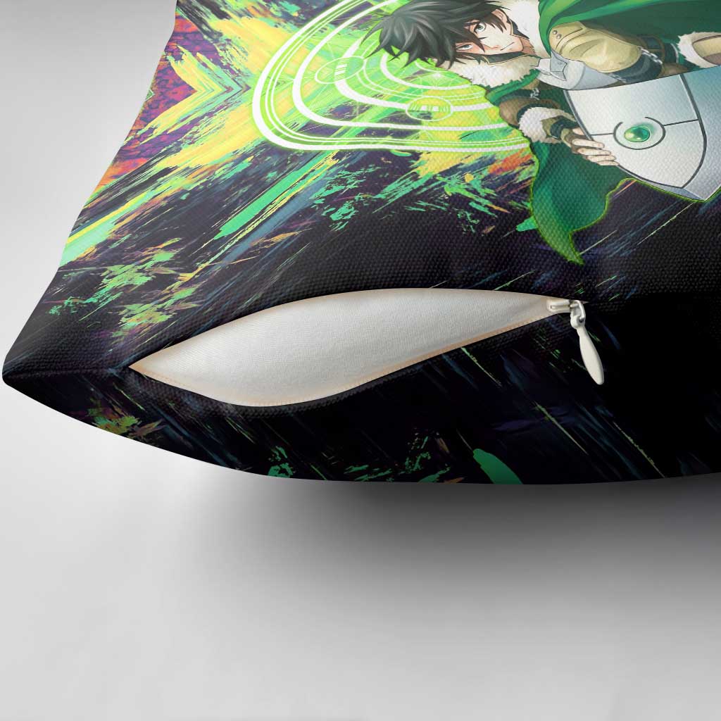 Naofumi The Rising of the Shield Hero Pillow Cover with Dynamic Combat Pose and Energy Circles - The Mazicc