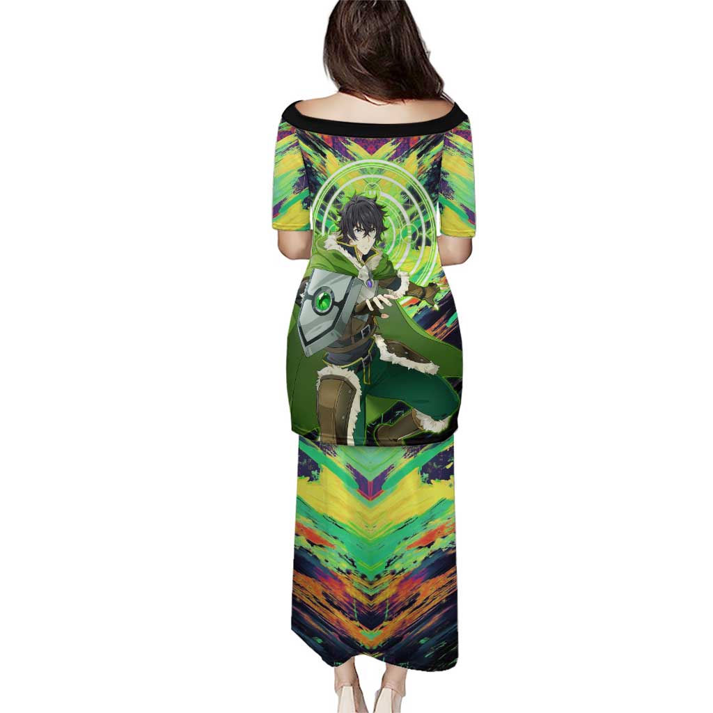 Naofumi The Rising of the Shield Hero Puletasi with Dynamic Combat Pose and Energy Circles - The Mazicc