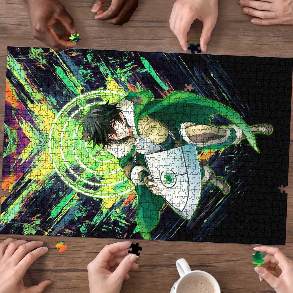 Naofumi The Rising of the Shield Hero Puzzle with Dynamic Combat Pose and Energy Circles - The Mazicc