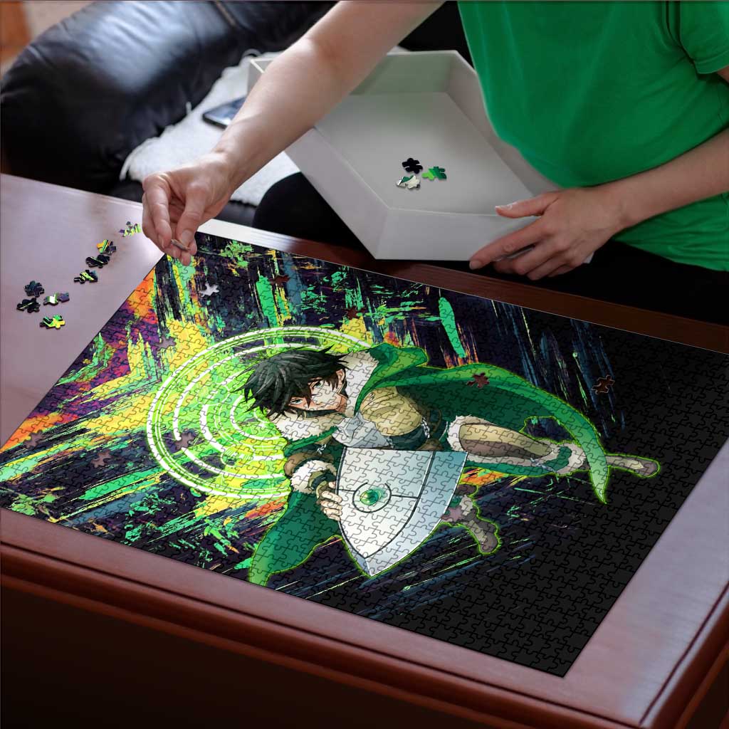 Naofumi The Rising of the Shield Hero Puzzle with Dynamic Combat Pose and Energy Circles - The Mazicc